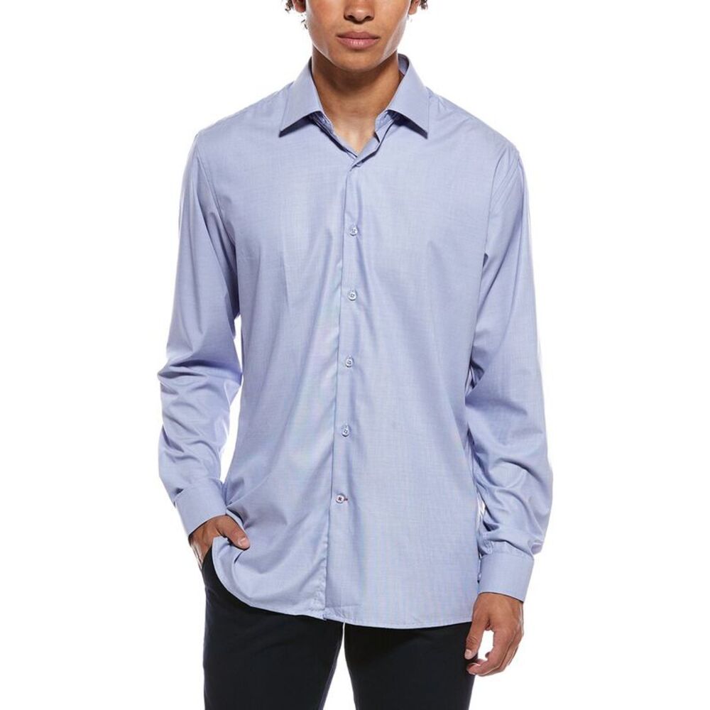 Tahari Mens  Modern Fit Dress Shirt, Blue
